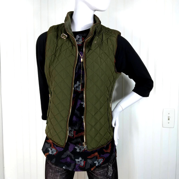 Chocolate Jackets & Blazers - Chocolate women's vest size medium quilted olive green gold hardware